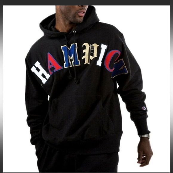 Champion Reverse Weave Old English Spellout Pullover Hoodie , black, size XS - Picture 1 of 9